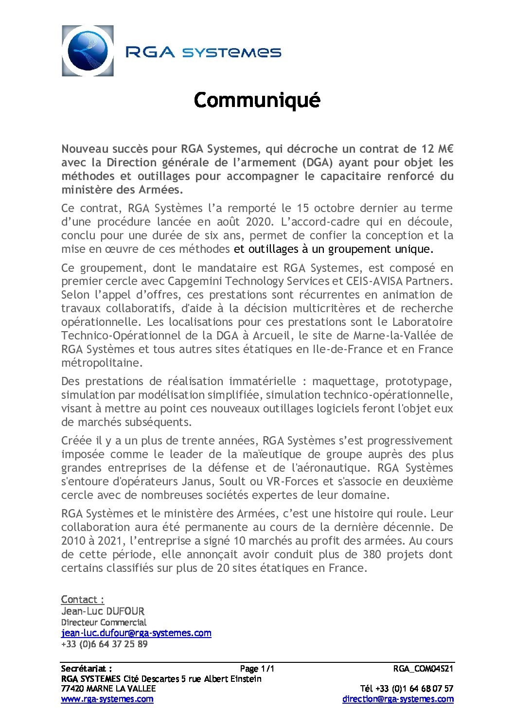 Nouveau succès pour RGA Systèmes avec l’AC-OCR Nouveau succès pour RGA Systèmes avec l’AC-OCR